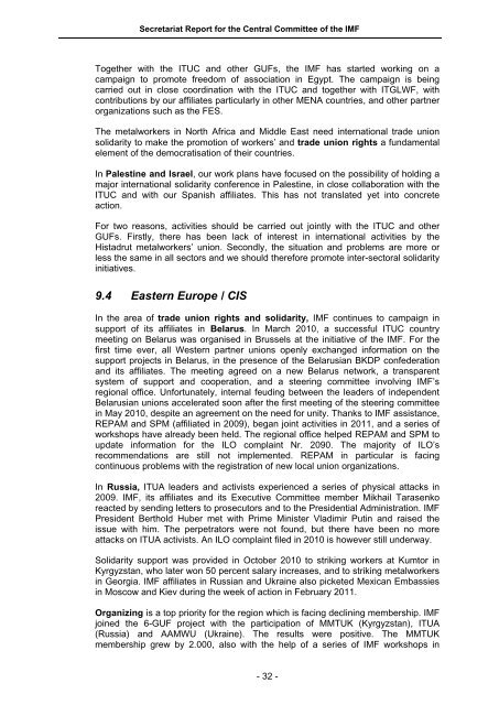 Secretariat Report 2011 (pdf) - International Metalworkers' Federation