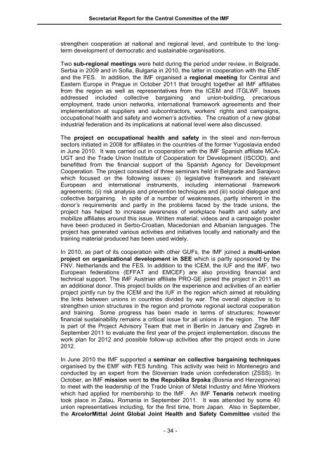 Secretariat Report 2011 (pdf) - International Metalworkers' Federation