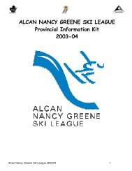 Alcan Nancy Greene Ski League Bursary Application ... - BC Alpine