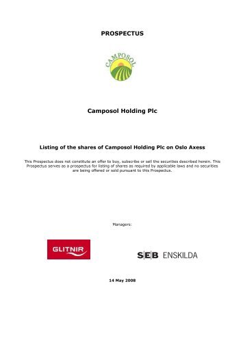 PROSPECTUS Camposol Holding Plc