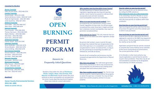 Open Burning Permit Program (FAQs) - Carver County