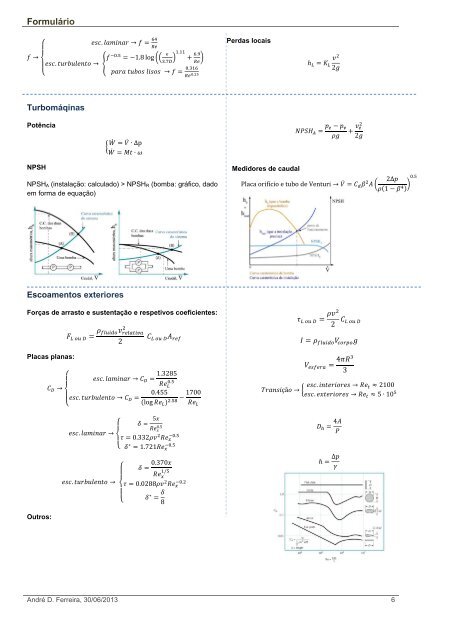 Apontamentos de Mecânica dos Fluidos