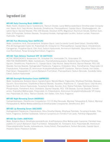 Ingredient List - Rodan + Fields