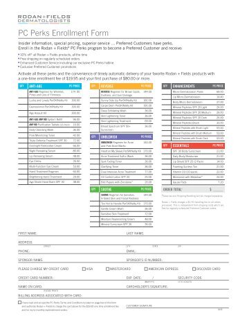 PC Perks Enrollment Form 102212.indd - Rodan + Fields