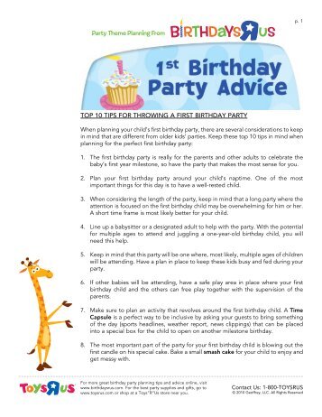 top 10 tips for throwing a first birthday party - Toys R Us Birthday Club