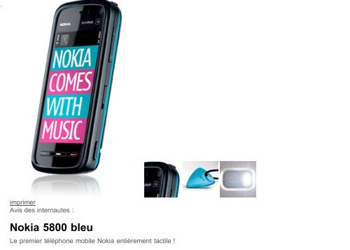 Nokia 5800 XpressMusic bleu - TÃ©lÃ©phone portable ... - Hacavie