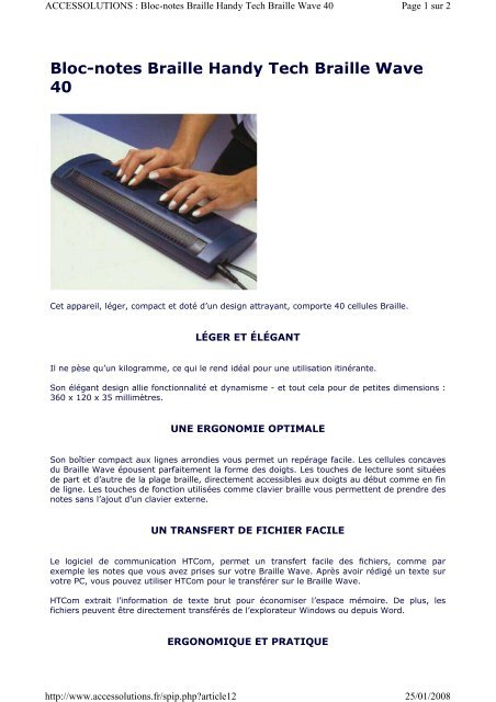 Bloc-notes Braille Handy Tech Braille Wave 40 - Hacavie