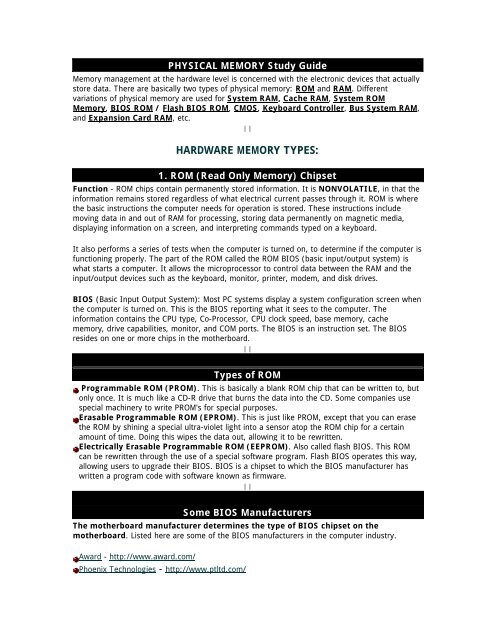 hardware memory types