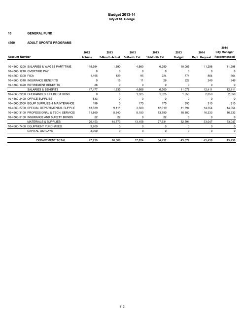 2013/14 Recommended Budget - City of St. George