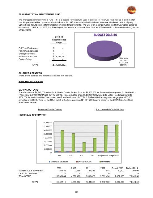 2013/14 Recommended Budget - City of St. George