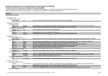 Schweizer Dissertationen und Lizentiatsarbeiten im Fach Geschichte