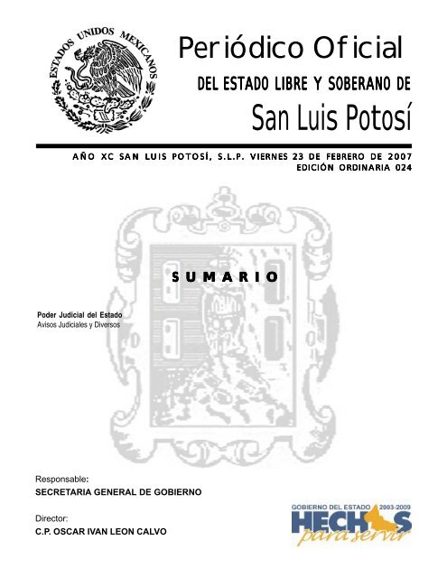 PeriÃ³dico Oficial - Sgg.slp.gob.mx - Gobierno del Estado