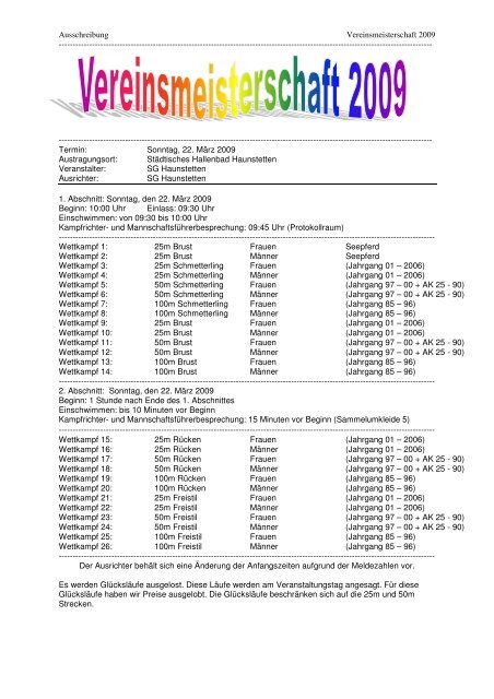 Ausschreibung 2009 - SG Haunstetten