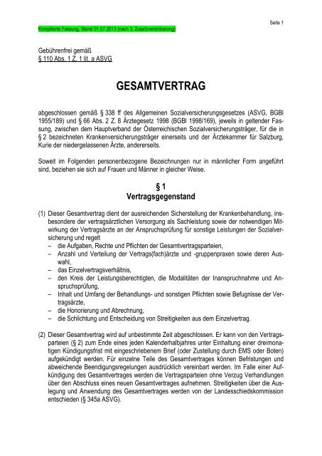 GESAMTVERTRAG - bei der Salzburger Gebietskrankenkasse