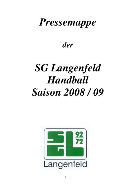 Pressemappe 2008-9 Herren - der Handballabteilung der SG ...