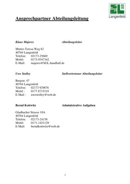 Pressemappe 2008-9 Herren - der Handballabteilung der SG ...