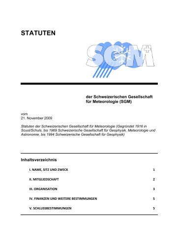 STATUTEN - Schweizerische Gesellschaft für Meteorologie (SGM)