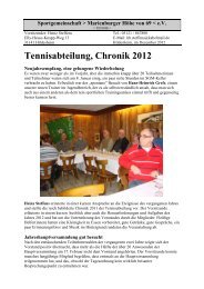 Tennisabteilung, Chronik 2012 - SGM-Hildesheim