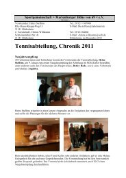 Tennisabteilung, Chronik 2011 - SGM-Hildesheim