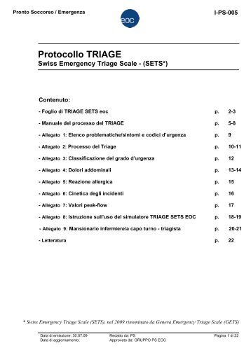 Protocollo TRIAGE - SGNOR