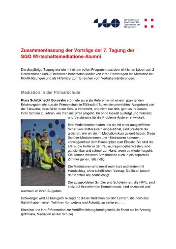 Zusammenfassung der Tagung - SGO