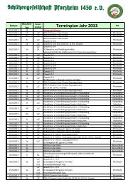 Terminplan 2013 der SchÃ¼tzengesellschaft Pforzheim