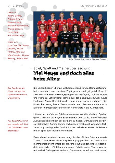 Alle Spieler, alle Mannschaften Die SG Ratingen stellt sich vor