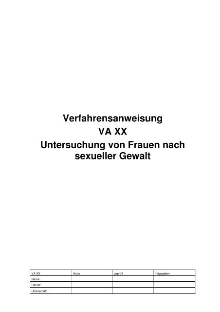 Verfahrensanweisung VA XX Untersuchung von Frauen ... - SGRM