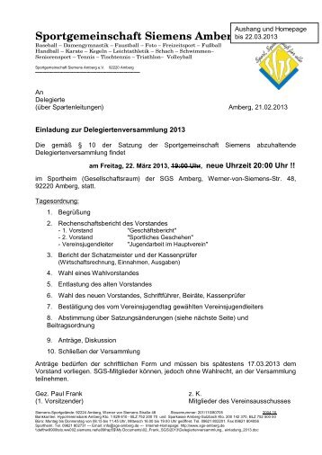 Sportgemeinschaft Siemens Amberg e.V. - SGS Amberg