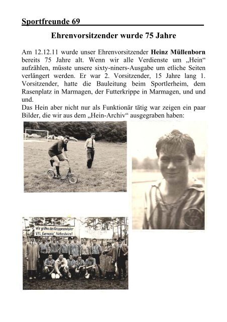 Sixty-Niners Ausgabe 04/2011 - SG Sportfreunde 69 Marmagen ...