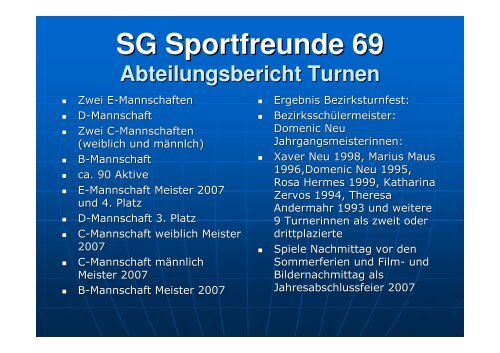 SG Sportfreunde 69 Veranstaltungen 2008