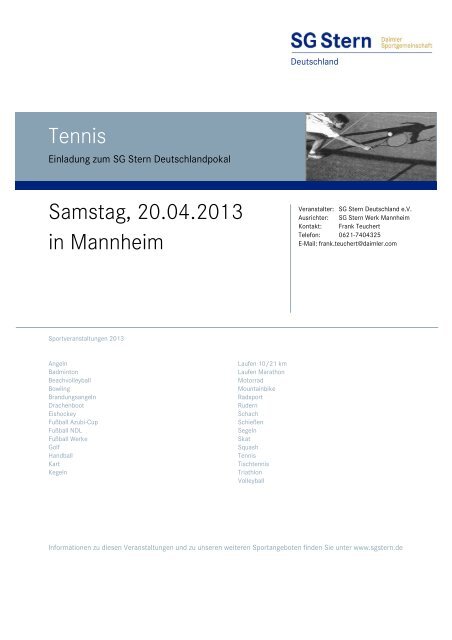 Ausschreibung Tennis - SG Stern Deutschland