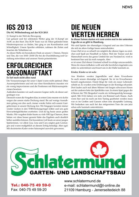 Ausgabe September - SG Wilhelmsburg - Handball