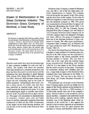 Impact of Mechanization in the Glass Container Industry - Society for ...