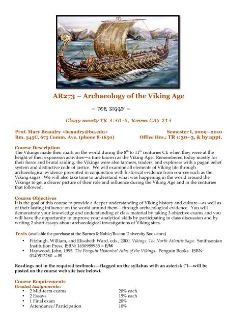 AR273 – Archaeology of the Viking Age - Society for Historical ...