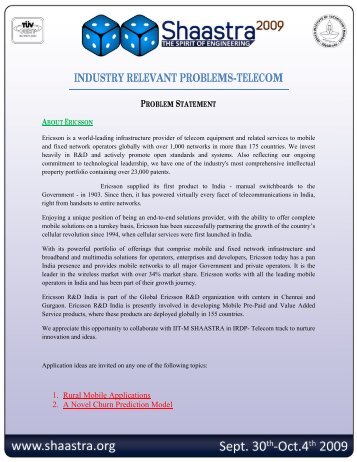 industry relevant problems-telecom problem statement - Shaastra