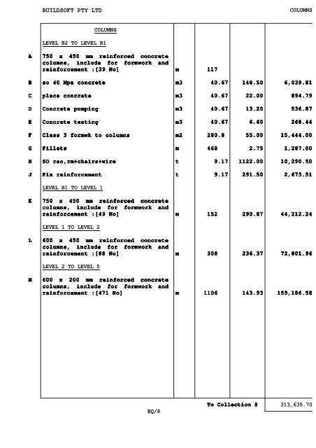 Bill of quantities - Shaastra