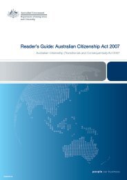 Readers Guide: Australian Citizenship Act 2007