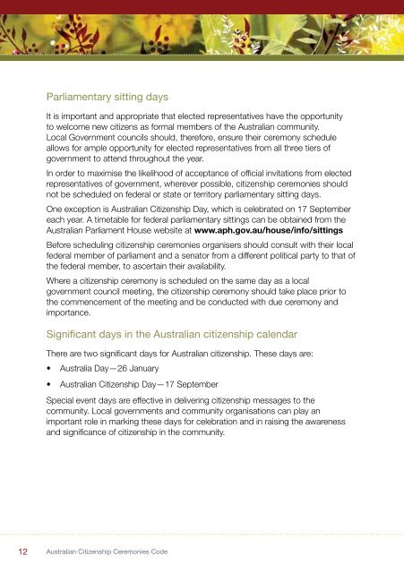 Australian Citizenship Ceremonies Code