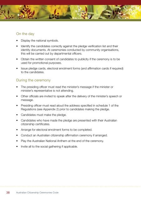 Australian Citizenship Ceremonies Code