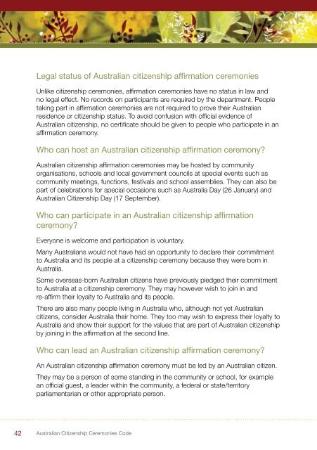 Australian Citizenship Ceremonies Code