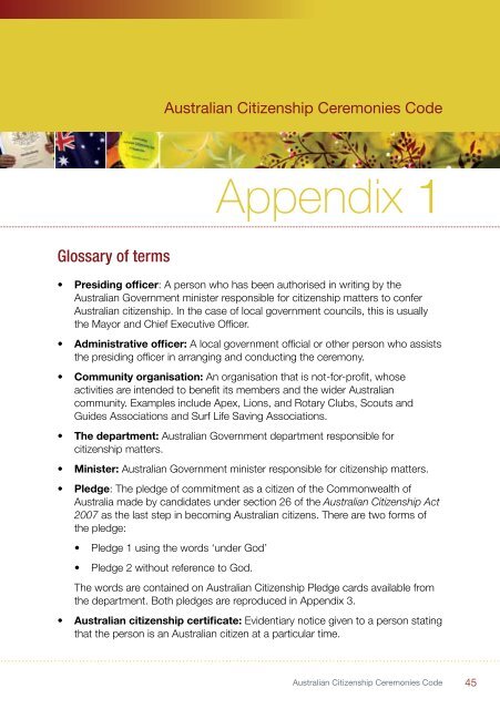 Australian Citizenship Ceremonies Code