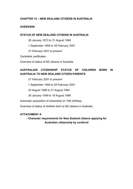chapter 14 â new zealand citizens in australia - Australian Citizenship