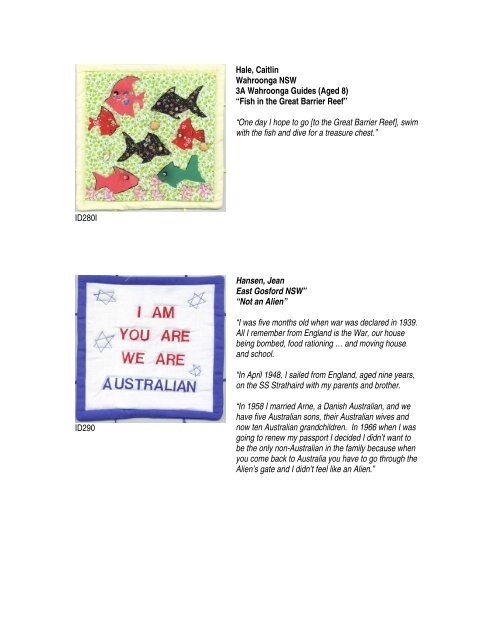 Crafting of an Australian Citizenship Quilt NSW Contributions