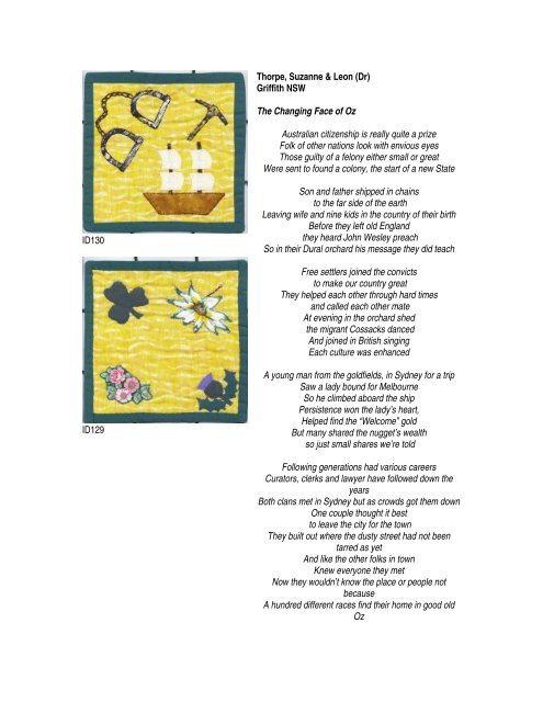 Crafting of an Australian Citizenship Quilt NSW Contributions