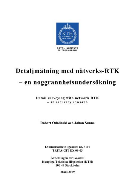 DetaljmÃ¤tning med nÃ¤tverks-RTK - Kungliga Tekniska hÃ¶gskolan