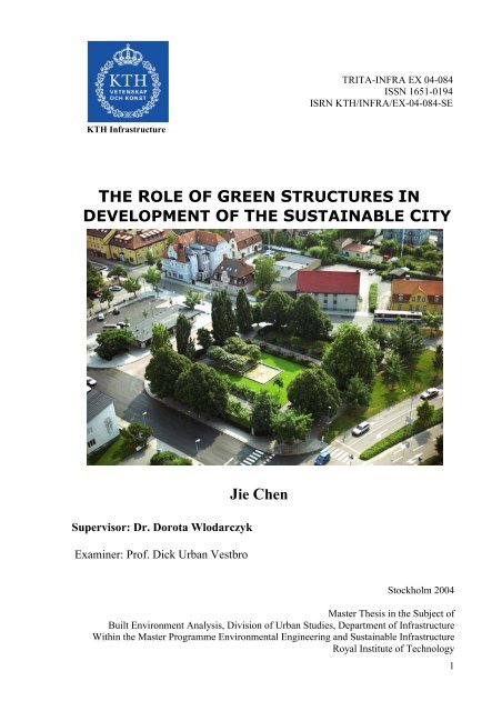 The role of Green Structures in Development of the Sustainable City