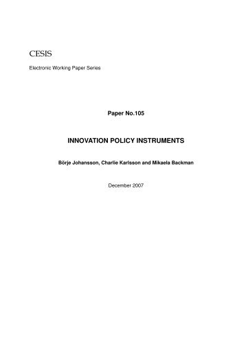INNOVATION POLICY INSTRUMENTS