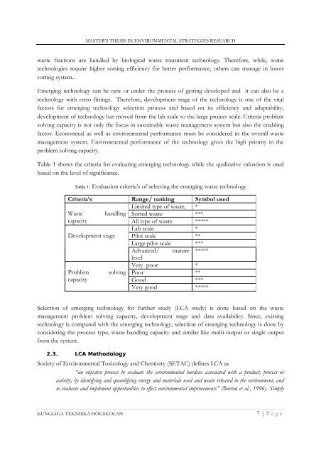 Technical Development of Waste Sector in Sweden: Survey