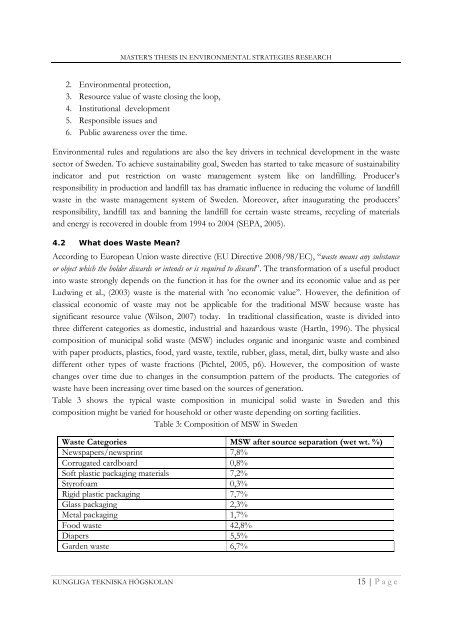 Technical Development of Waste Sector in Sweden: Survey